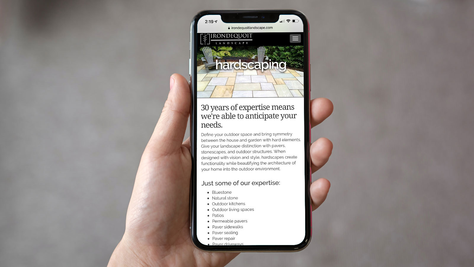 Irondequoit Landscape Mobile Website Design Sample by Fazio Creative